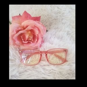 Pink framed blue light glasses